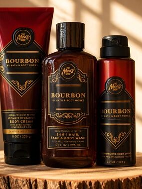 Bath & Body Works-Bourbon,3-in-1 Body Wash,Body Cream &Deodorant Spray.Full Size